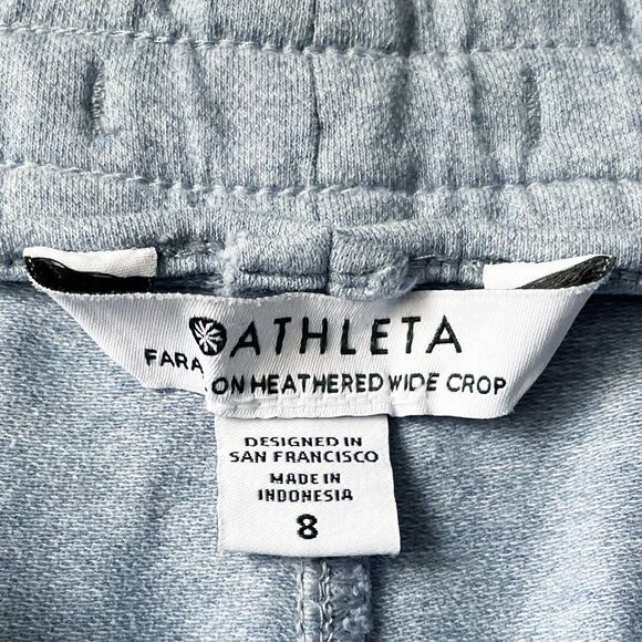 Athleta Blue Farallon Heathered Wide Crop Pants Drawstring Waist - Women's 8 - Picture 7 of 9
